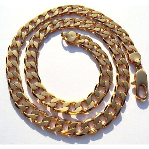 Solid Gold Filled AUTHENTIC FINISH stamped 10mm 24" Link Curb Cuban Chain fine necklace Made In Best