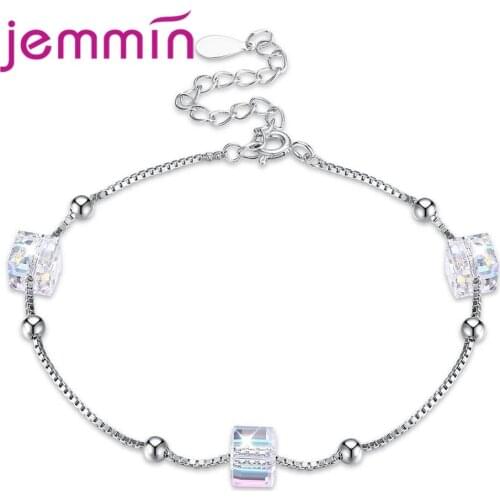 Gorgeous Trendy Gift For Lover/Girlfriend/Sister Romintic Bracelets 925 Sterling Silver Square Shape Cubic Zirconia