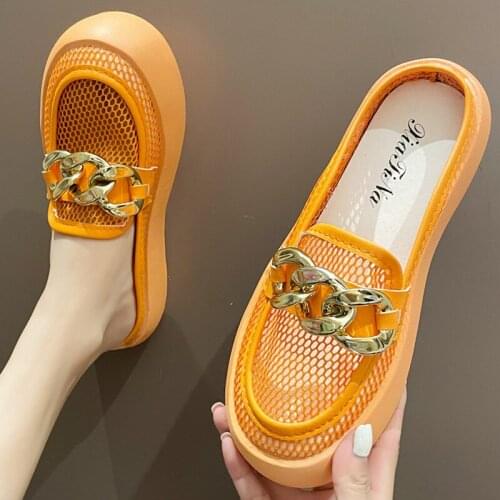 Womens Sandals 2021 Fashion Loafers Beautiful Thick Bottom Increase 1.77 Inches Mules Flat Slippers（Size 35-40