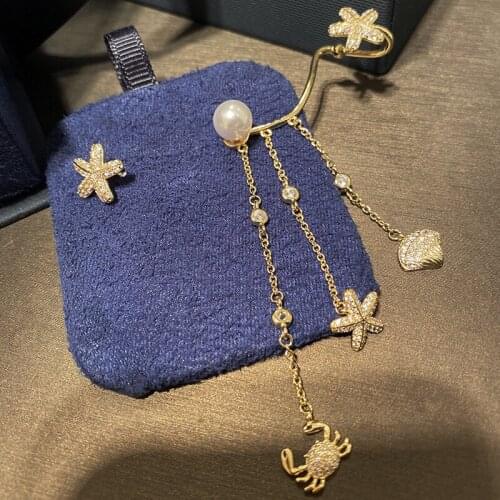 Queen Lotus Tassle Earring New Fashion Earrings For Women Drop Long Earrings Colorful AAA Zircon Asymmetry Brand Design