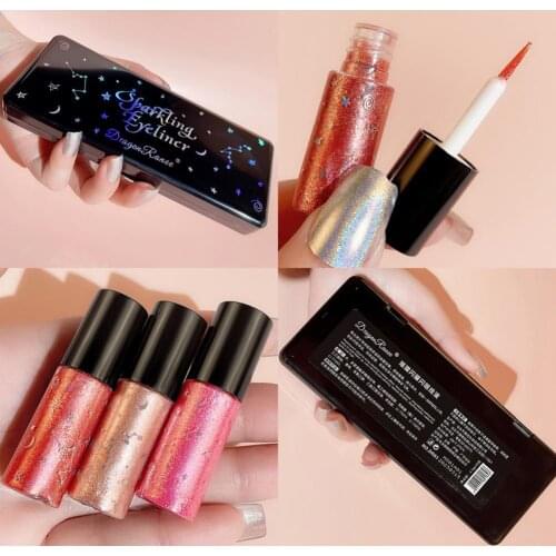 10Pcs Fashion Liquid Eyeshadow Diamond Shiny Pearl Luster Liquid Eyeliner Summer Party Glamorous Eye Makeup Portable Cosmetics