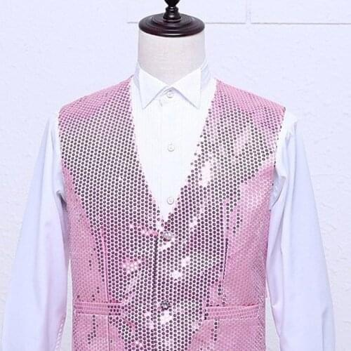 New Stage Sequins Vests Clothing V-Neck Wedding HIP HOP Vest Outerwear Coats Vest Men Jean Jacket Men Waistcoat 2021 Fashion