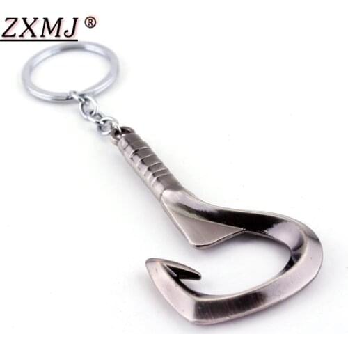ZXMJ Hot Game DOTA 2 Keychain Keyring Pudge Hook Bottle Opener Weapon Model Keyrings Pudge Hook Chaveiro for Christmas Gifts New