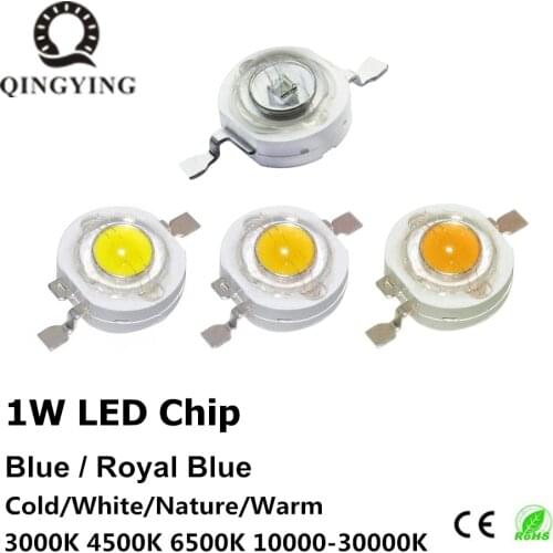 10-1000pcs 1W High Power LED Light-Emitting Diode LEDs Chip SMD Warm White Royal Blue For DIY SpotLight Downlight Lamp Bulb
