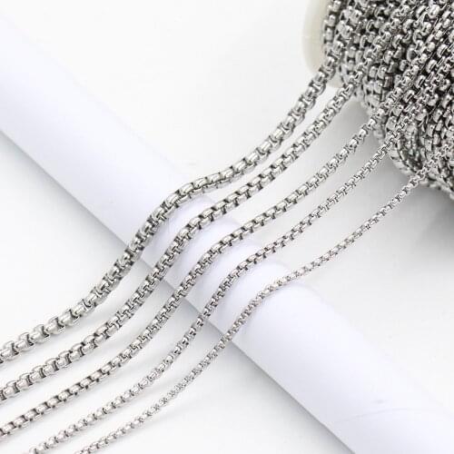 10m/piece) 2.0/2.5/3.0/3.5/4.0mm stainless steel Square Link chain For DIY Bracelet Necklace Chain Jewelry Accessories