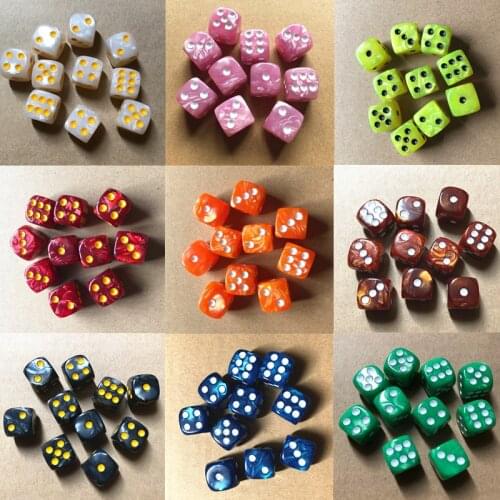 10PCs/lot Dice Set 10 Colors 16mm High Quality Acrylic 6 Sided Round Corner Dice for Club/Party/Family Entertainment Board Game
