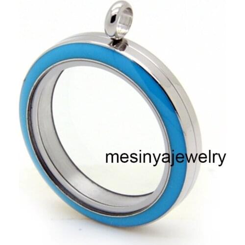 10pcs screw twist Enamel colored face with 10pcs bottom Stainless steel 30mm glass locket for floating charms xmas gift