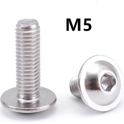 100PCS M5x8/10/12/16/20/25/30mm GB7380 304 Stainless Steel Hexagon Socket Button Head Screws With Collar Bolt
