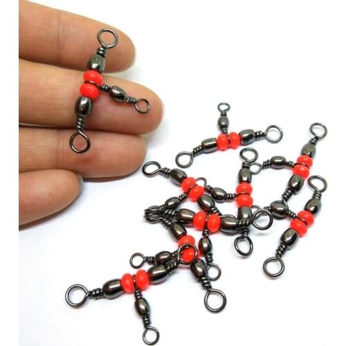 20pcs Fishing Swivels 3-way Swivel Barrel Triple Swivels Style C Fishing Connector Chain Swivel with Beads Carp Fishing Tackle