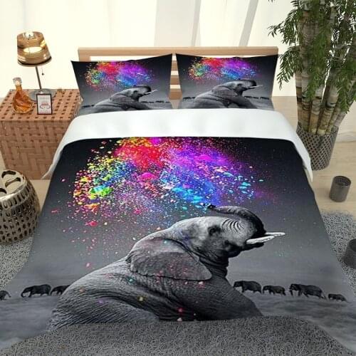 2020 Hot Style Bedding Set 3d Digital Elephant Printing 2/3pcs Duvet Cover Set Single Twin Double Full Queen King Bedding