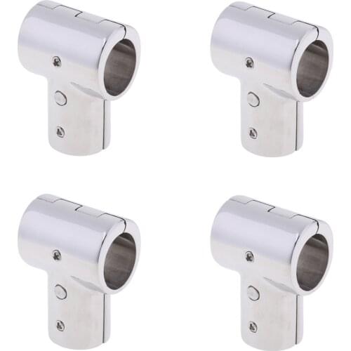 4 Pieces 316 Stainless Steel Boat Marine Handrail 90 Degree T/Tee Fitting Rail Connector Split for 1'' 25mm Tube