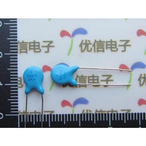 40pcs High Voltage Ceramic Capacitors 2KV 2000V 3.3NF 332 20% dip capacitors ceramic 3.3NF