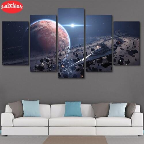 5 pcs5d photo Round Diamond Painting，Universe galaxy Full Drill Square Mosaic Home Decor Handmade Embroidery Gift