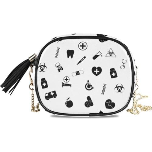 ALAZA 2020 Summer New Women Bag Handbags Chain Shoulder Crossbody Bag Nurse Pattern PU Leather Small Women Messenger Bags female