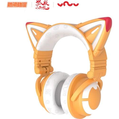 YOWU Fox demon Wireless Headphones APP control RGB lights High quality Cat Casco Girl cute cat ear Earphones For Computer Gaming