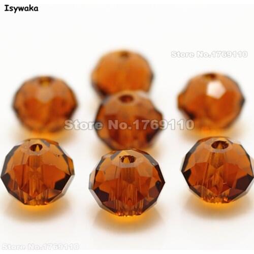 Isywaka Brown Color 8*10mm 70pcs Rondelle Austria faceted Crystal Glass Beads Loose Spacer Round Beads for Jewelry Making