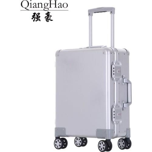 100% Aluminum Alloy Business Travel Malas de viagem com rodinhas TSA Lock Cabin Trolley Suitcase Carry on Luggage