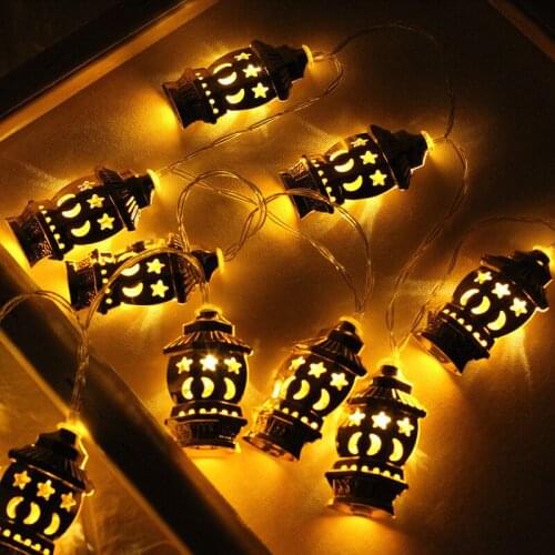 10/20 LED Eid Mubarak Decorative String Lights Muslim Ramadan Lantern Lamp for Home Room Eid Mubarak Decor Party Supplies