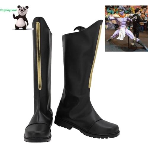 JoJos Bizarre Adventure Jotaro Kujo Star Platinum Black Cosplay Shoes Long Boots Custom Made CosplayLove