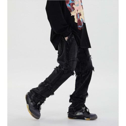 KANYE baggy jeans hip hop Straight leg jeans mens pantalon homme jean harajuku denim men TRAVIS PANT clothes fashion streetwear