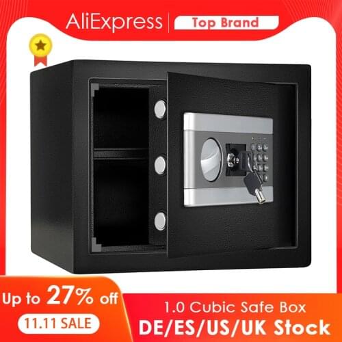 EU US Stock 1.0 Cubic Feet Safe Security Box, Fireproof Waterproof Electronic Digital Lock Box with Keypad LED Indicator