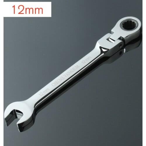 HOEN 1x Activity Head Spanner 12mm Flexible Combination Ratchet Open End Torque Wrench Geared Spanner Set Chrome Vanadium