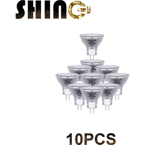Halogen Spotlight Glass Bulb MR11 Dimmable Lamp 10pcs/Lot 20W 12V Energy Saving GU4 Hot Size Warm Light Lampe Halogène