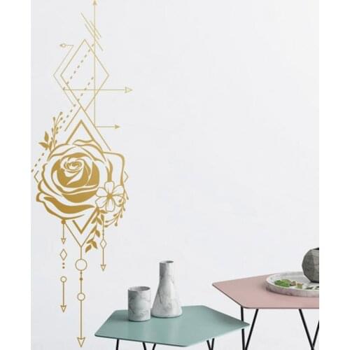 Geometric Rose & Arrows Wall Decal Unique Vinyl Wall Decal, Rose Decal, Bedroom ,Floral wall sticker, Technical Drawing A13-021
