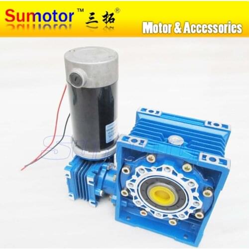 GW030063 DC 24V 6.5A 100W Ultra low rpm High Torque high power Double Output Bore Electric Worm Gear Reducer dc Motor Durable