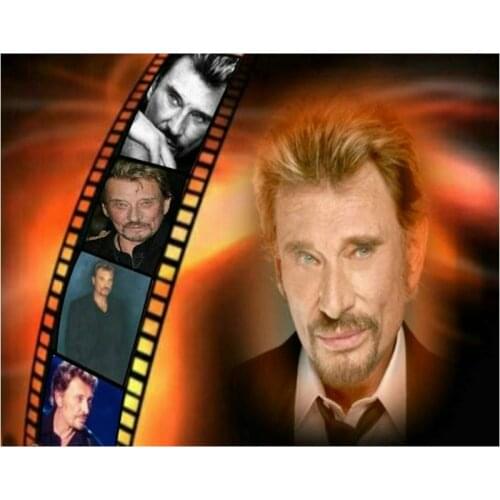 ARTBACK 5d diamond painting johnny hallyday image home decoration full square round diamond mosaic French singer sticker 20x25cm