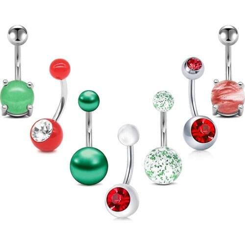 14G 7pc Belly Button Rings Piercing Nombril Surgical Steel for Women Girls Navel Belly Rings Piercing Ring Jewelry Pack Kit