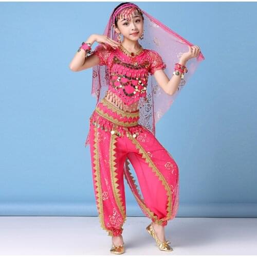 Children Belly Dance Costume Set Stage Performance Belly Dancing Clothes for girls India dance Bollywood pant Outfit Kids