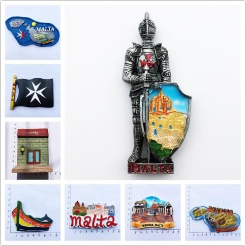 Malta Fridge Magnet Souvenir Hand Painted Candy House Maltese Iron Warrior Valletta Bugibba City Landscape Fridge Sticker Gifts