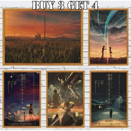 Makoto Shinkai Japanese Anime Film Kraft Pape Poster Teenager Room Decor For Living Room Home Decor Art