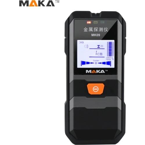 MAKA MK09 Metal Detector Backlit Black AC Cable Wires Depth TrackerUndeground Sturs Wall Scanner LCD HD Display Beep