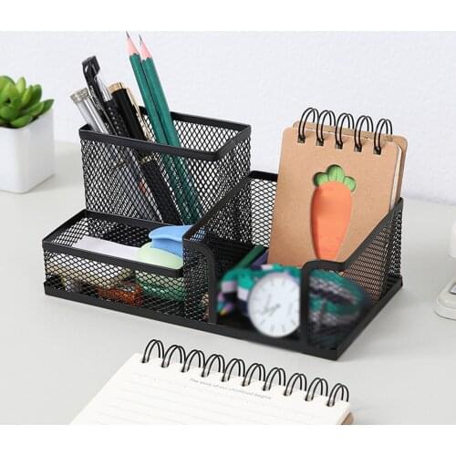 Multilayer Multi-functional Desk Organizer Mesh Metal Pen Holder Stationery Container Box Office School Supplies Accessories