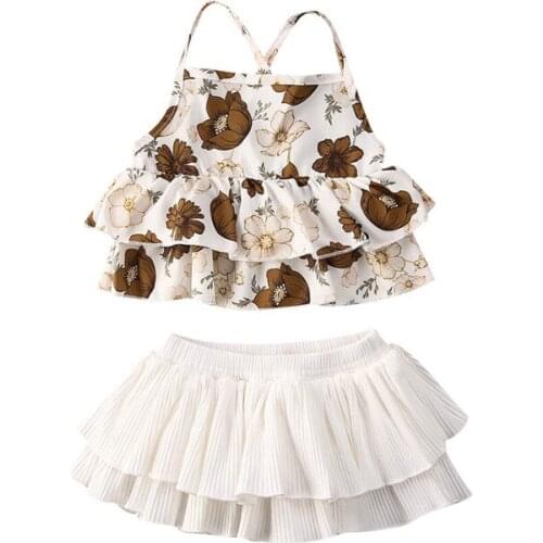 Fashion Infant Baby Girl Sleeveless Sling Tops Romper+Tutu Skirt Summer Clothes Sunsuit 2PCS Outfits Set