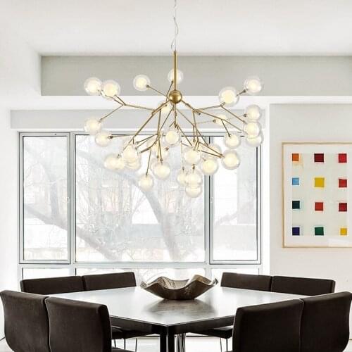 Nordic Firefly Chandelier Modern Simple Glass Ball Bedroom LED Lamps Creative Cool Restaurant Living Room Chandelier