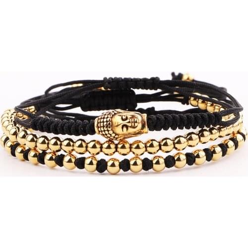 New Design High Quality Stainless Steel Beads Buddha Charm Cord Braided Friendship Macrame Adjustable Bracelet Men Women Gift