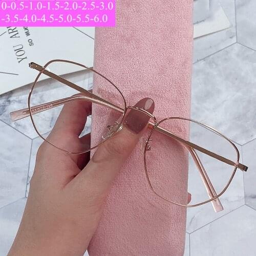 Titanium Alloy Big Blasses Fashion Retro Eyeglasses Anti-blue Light Myopia Eyeglasses Men Women Finished Prescription Glasses