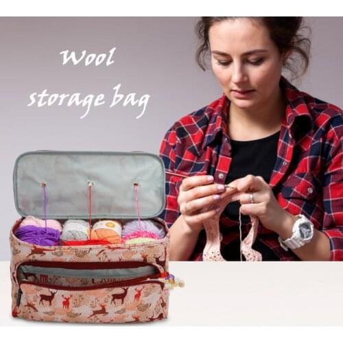 Portable Wool Storage Bag Yarn Crochet Hooks Traveling Knitting Organizer Bucket DIY Embroidery Sewing Crochet Tool Accessories