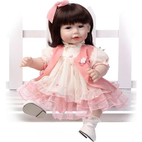 Princess bebe girl reborn bonecas 20"52cm silicone reborn dolls girls toys gift brown hair wig nice dress baby dolls