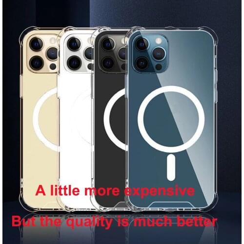 Transparent Clear Shockproof Phone case For IPhone 12 12 Pro Max Cover For IPhone12 Mini 12 Pro Four-corner magnetic phone cover