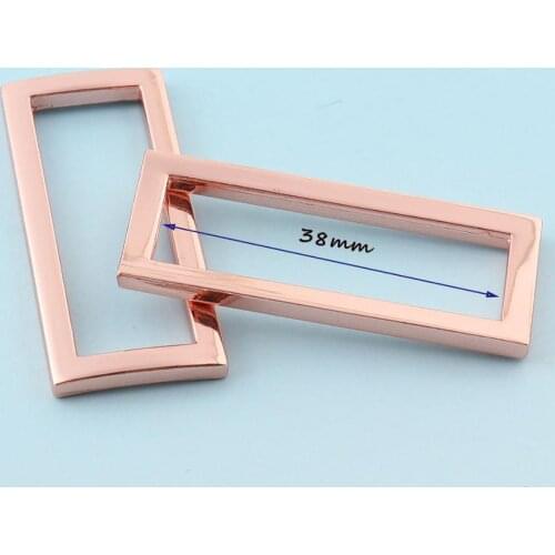 6pcs 38mm Rose gold Rectangular buckles Alloy Flat Rectangle buckles for Webbing Strap Leathercraft Hardware Bag Accesories