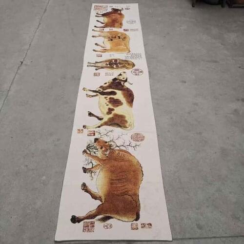 Five cattle figure embroidery thangka brocade drawing room decoration painting