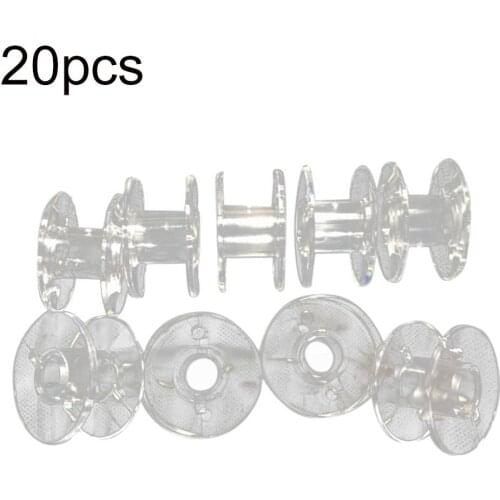 20Pcs Transparent Empty Bobbins Plastic Sewing Bobbins Spool with Thread Storage Case Sewing Machine Tools Sewing Accessories