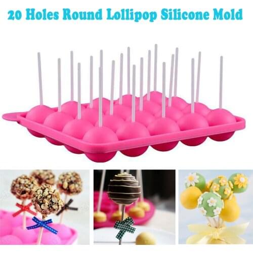 20 Holes Silicone Round Lollipop Mold Spherical Chocolate Moulds Candy Maker Pop Lollipop Cake Mould Baking Cake Tools Tray New