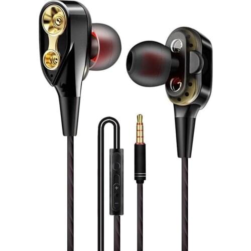 Universal 3.5mm Wired Earphone Heatset 2 Drivers Moving Coil HiFi Stereo Headset Earphones Wired In-Ear Earphones with Mic