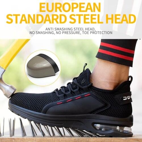 Dropshipping Work Safety Shoes Men Women Anti smashing Steel Toe cap Shoes Puncture proof Work Breathable Safety Boots Air Sole