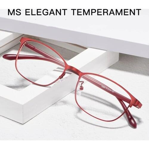 Women Business Alloy Spectacle Frame Full Frame Myopia Spectacle Frame Elastic TR Temples Hyperopia Optical Glasses 3569